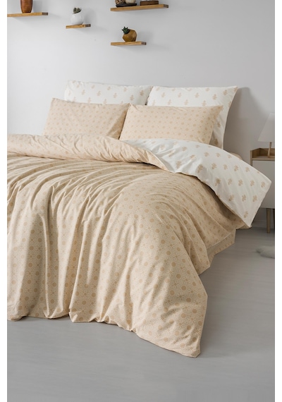Mix & Match Noelle %100 Pamuk Çift Kişilik Nevresim Seti Bej