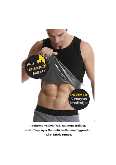 Erkek Termal Sauna Atlet Yağ Yakımınıza nıza Yardımcı Renk Siyah Ex-04 Siyah
