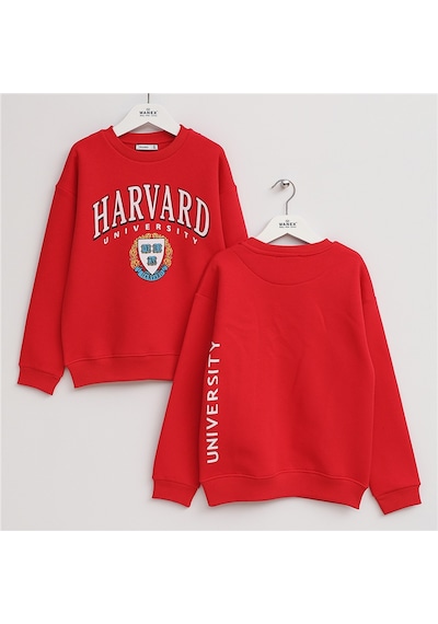 Wanex Erkek Çocuk Şardonlu Uzun Kol Kalın Bisiklet Yaka Sweatshirt - 16213 Kırmızı