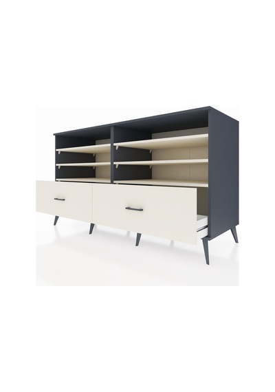 Kronos Konsol 6 Raflı 2 Çekmeceli 176x59x99 Antrasit-aytaşı Antrasit-aytaşı