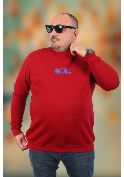 Moc Grande Mocgrande Büyük Beden Erkek Sweat Malcolmx 22735 Bordo