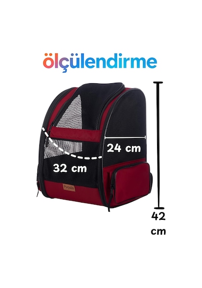 Airmove Premium Kedi Köpek Taşıma Çantası, Silinebilir, Yırtılmaz Fileli, Bükülmez Gövde, Sırt Çantası Tipi Kırmızı