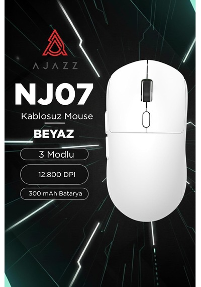 Coverzone Kablosuz Gaming Mouse 12800 Dpı 3 Modlu Bluetooth 2.4g Usb Kablolu 1000hz Raporlama Hızı 67g Ultra Hafif 6 Tuş 300mah Şarjlı Ofis Oyuncu Mouse Ajazz Nj07 Beyaz - Nj07 Coverzone Kablosuz Gaming Mouse 12800 Dpı 3 Modlu Bluetooth 2.4g Usb Kablolu 1000hz Raporlama Hızı 67g Ultra Hafif 6 Tuş 300mah Şarjlı Ofis Oyuncu Mouse Ajazz Nj07 Beyaz - Nj07