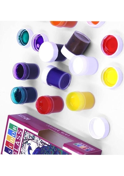 Südor Cam Boyası 6 Renk 15 Ml 1 Paket Cam Vitray Boyası Vitray Boya Seti 6 Lı Çok Renkli