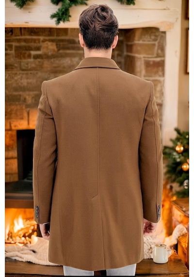 Plt8365 Dewberry Erkek Palto-düz Camel Düz Camel