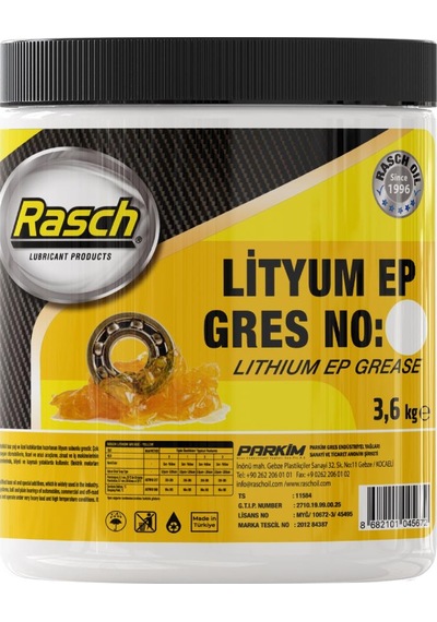 Rasch Lityumlu Yüksek Basınç Ep2 Katı Gres Yağı Sarı 3.6 KG
