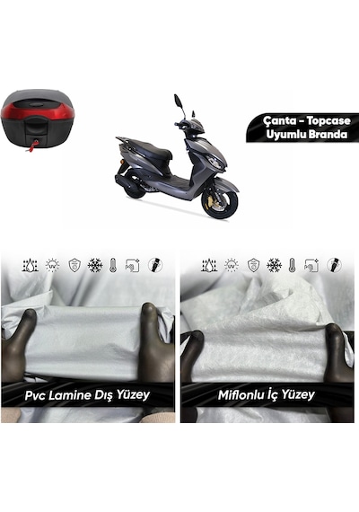 Arora Freedom 125 Motosiklet Brandası Su Geçirmez Miflonlu Topcase Çanta Uyumlu