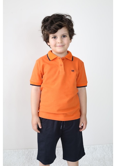 Pike Tişört/gab Şortlu Takım 2-9 Yaş Oranj - Lacivert Pike Tişört/gab Şortlu Takım 2-9 Yaş Oranj - Lacivert