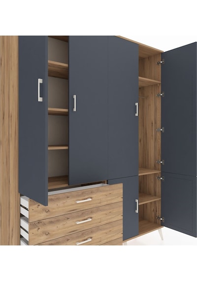 Hyperion Gardrop 7 Raflı 4 Çekmeceli Tek Askılı 176x44x221 Çam-antrasit/çam Antrasit/çam Hyperion Gardrop 7 Raflı 4 Çekmeceli Tek Askılı 176x44x221 Çam-antrasit/çam Antrasit/çam