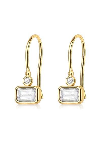 Gia Baget Taşlı Sallantılı Altın Küpe 14 Ayar