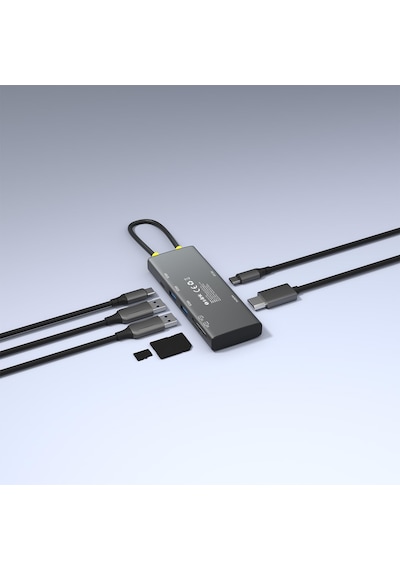 Sw-u708 7 İn 1 Gri Metal 4k 60hz Hdmı 100w Pd, 2xusb 3.2 1xtype-c Data, Sd/tf Type C Hub Adaptör