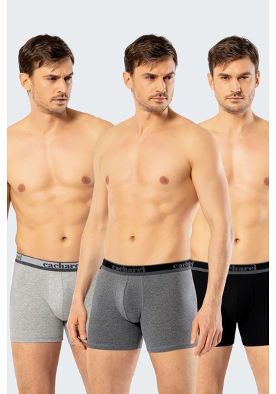 Cacharel Erkek Uzun Paçali 3'lü Boxer 1338/siyah-gri-antrasit Çok Renkli