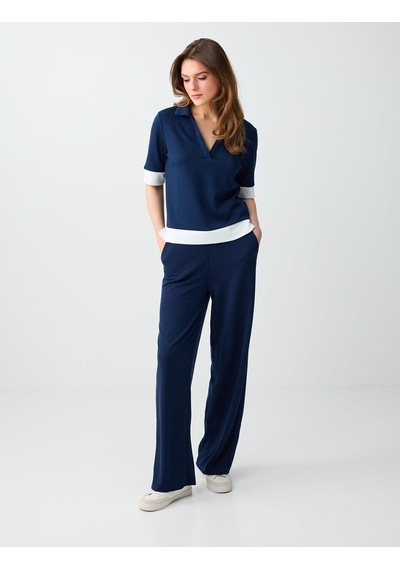 Jimmy Key Jimmy Key Lacivert Polo Yaka Truvakar Kol Modal Örme Bluz 6sw037204494