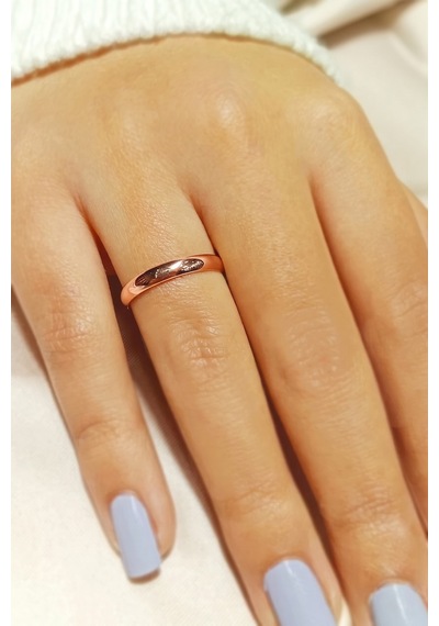 3mm İnce Bombeli Parlak Erkek Kadın Unisex Çelik Alyans Yüzük Cl27 Pembe