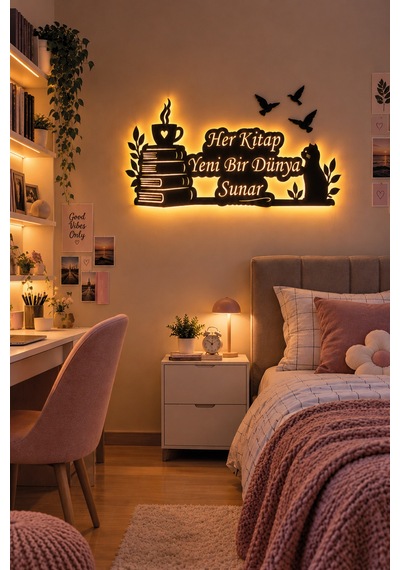 Led Işıklı Tablo Kitap Ve Kedi Temalı Dekoratif Duvar Tablosu Her Kitap Yeni Bir Dünya Sunar Sarı - 932465955 Sarı Led Işıklı Tablo Kitap Ve Kedi Temalı Dekoratif Duvar Tablosu Her Kitap Yeni Bir Dünya Sunar Sarı - 932465955 Sarı