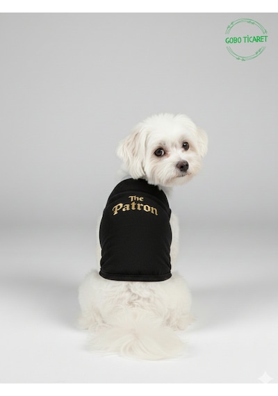 Siyah The Patron Yazılı Kedi Ve Köpek Kıyafeti Tişörtü Elbisesi Medium/m/beden 2
