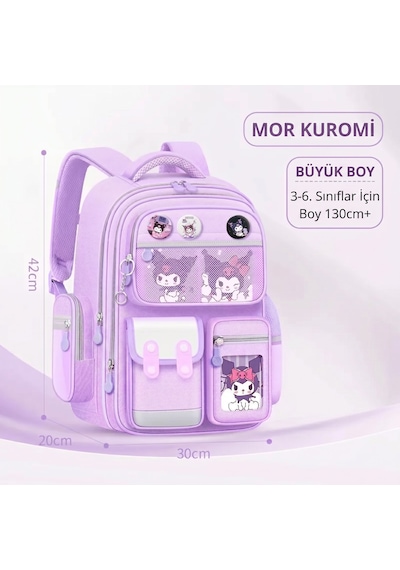Mor Figürlü Çok Bölmeli Kız Çocuk İlkokul Ve Ortaokul Sırt Çantası