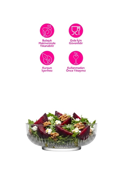 Lav Tokyo Cam Salata Kasesi Tekli Büyük Boy 1500 ml Yuvarlak (Sunum Kasesi , Hazırlık Kasesi)