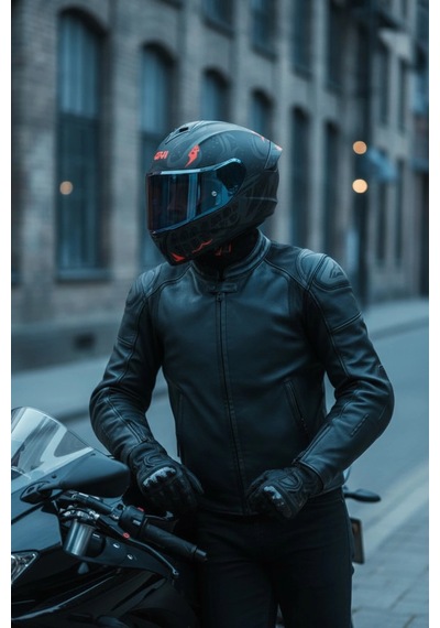 Gıvı 50.x Bones Kırmızı  1 Renkli 1 Şeffaf Vizörlü Motosiklet Kask Lacivet Vizör + Şeffaf