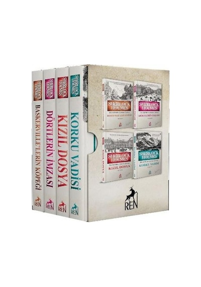 Sherlock Holmes Roman Seti-4 Kitaplık Kutulu Set - Sir Arthur Conan Doyle - Ren Kitap