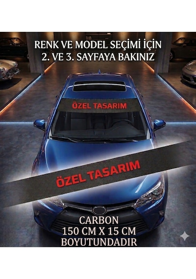 Kişiye Özel Yazılı Araç Ön Cam Karbon Şerit Sticker - 150x15cm 10 Renk & 5 Spor Model Seçeneği Görseldeki Renk Ve Modellerden Birini Belirtin Kişiye Özel Yazılı Araç Ön Cam Karbon Şerit Sticker - 150x15cm 10 Renk & 5 Spor Model Seçeneği Görseldeki Renk Ve Modellerden Birini Belirtin