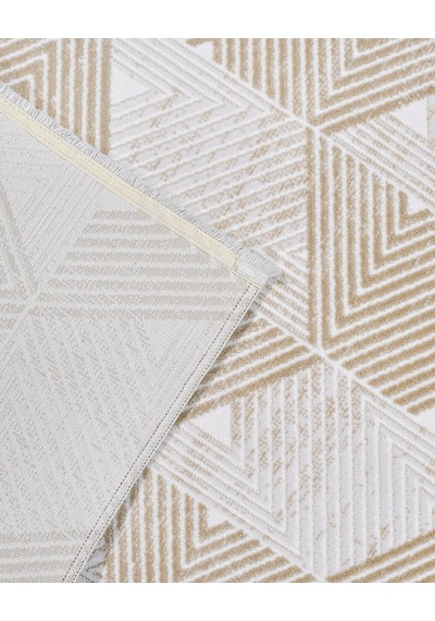 Bespoky Phoenix Geometrik Modern Salon Halısı Makine Dokuma Krem