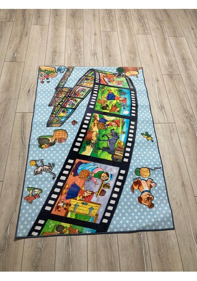 Çocuk Halısı Kaymaz Tabanlı Kısa Tüylü 100x150 Ebatlı Halı+3 Mm H
