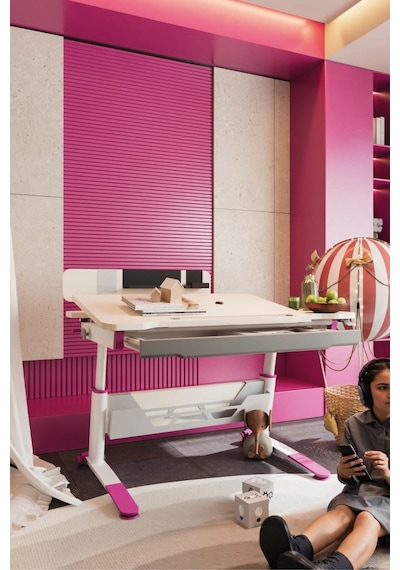 Sirius Standart Yükseklik Ve Eğim Ayarlı Çekmeceli Bilgisayar, Ofis Ve Çalışma Masası Ekru Fuşya Gri Sirius Standart Yükseklik Ve Eğim Ayarlı Çekmeceli Bilgisayar, Ofis Ve Çalışma Masası Ekru Fuşya Gri