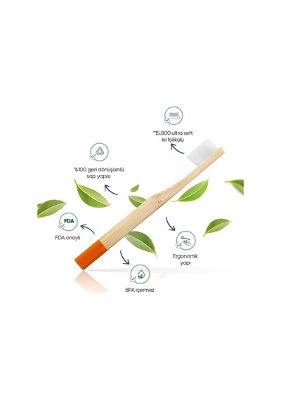 Tbrush Nano Doğal Bambu Vegan Çocuk Diş Fırçası - Beyaz Renk - Ultra Soft - Plastiksiz