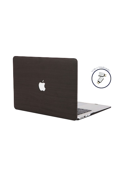 Apple Uyumlu MacBook Pro Kılıf 13inç M1-m2, Wood01 Type-c'li Model A2338 A2289 A2251 A1706-08 A1989 A2159 İle Siyah