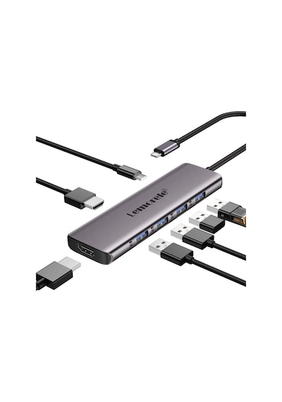 Lemorele Tc66, 7 İn 1 Type-c To Usb Hub Dock Çoklayıcı, Çift 4k Hdmı Çıkışlı 100w Pd Şarj 4x Usb Çoğaltıcı