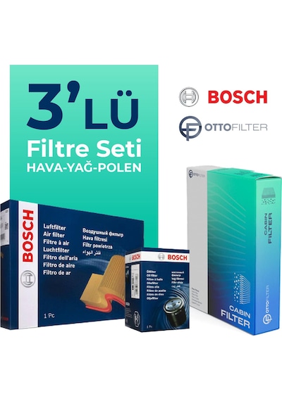 Bosch Fiat 500L 1.4 Benzinli Filtre Bakım Seti (2012-2021) 3 Lü