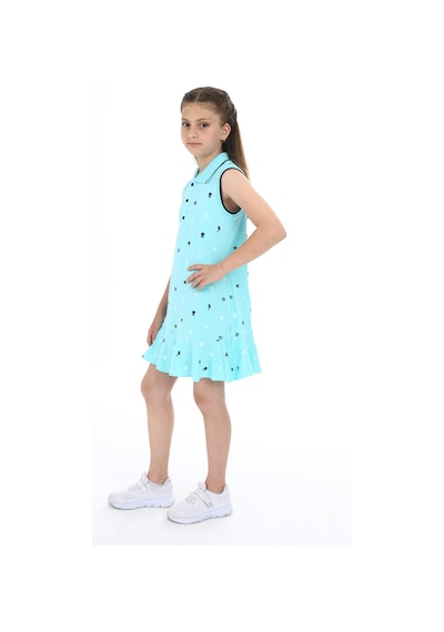 Toontoy Kız Çocuk Baskılı Elbise Su Yeşili