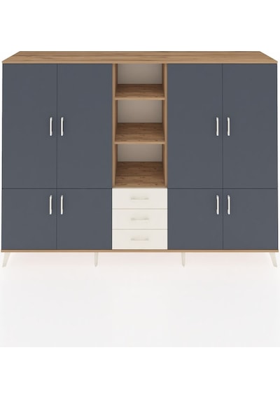 Hyperion Dolap 11 Raflı 3 Çekmeceli 8 Kapaklı 220x44x163 Çam-antr Çam-antrasit/aytaşı Hyperion Dolap 11 Raflı 3 Çekmeceli 8 Kapaklı 220x44x163 Çam-antr Çam-antrasit/aytaşı