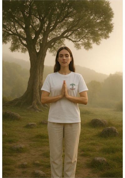 Oversize Unisex Ekru T-shirt - Hayat Ağacı Ekru