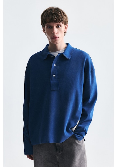 Vamos Relax Fit Polo Yaka Sweatshirt Indigo