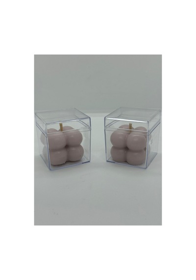 El Yapımı Bej Küp Mum 2'li Küçük Bubble %100 Soya Wax Düğün/kına/nişan/hediyelik Bej