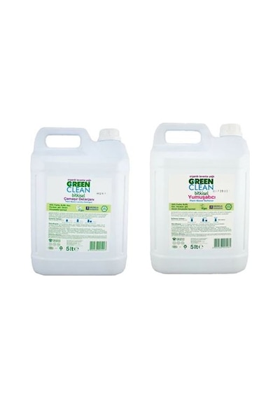 U Green Clean Bitkisel Çamaşır Deterjanı 5 L + U Green Clean Bitkisel Yumuşatıcı 5 L