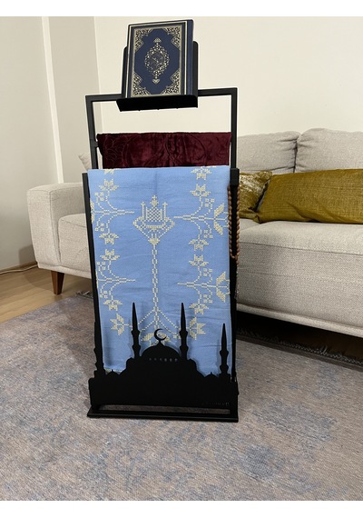 Safa Rahleli Seccade Askısı, Ramazan Dekoru Siyah Siyah