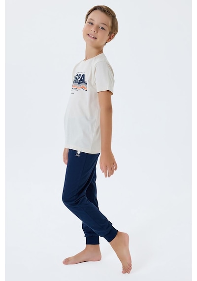 U.S. Polo Assn. Erkek Çocuk Kısa Kollu Pijama Takım Beyaz-2312 Beyaz