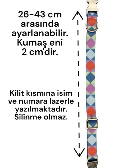 Caramelos İsimli Köpek Tasması, Köpek Künyesi, Köpek İsimlik 200 Çok Renkli