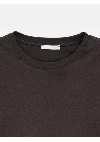 Dilvin 31763 %100 Pamuk Bisiklet Yaka T-shirt-koyu Kahve Kahverengi