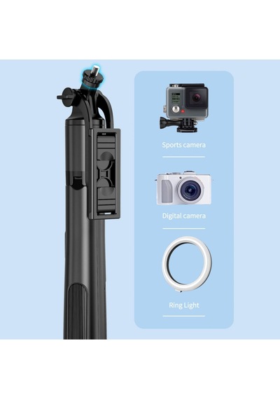 Q6 Katlanabilir Çok Fonksiyonlu Selfie Tripod Vlog Uzaktan Kumandalı 4 İn 1 Android Ios