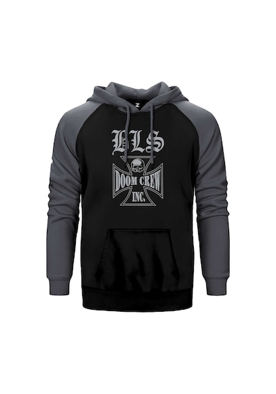 Black Label Society Doom Crew Gri Renk Reglan Kol Kapşonlu Sweatshirt Gri