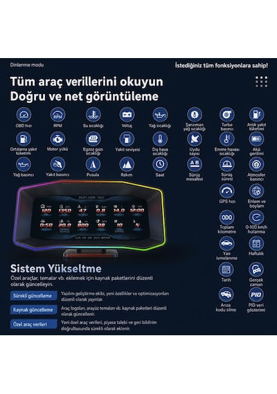 Hyundai İ20 2008-2025 İçin Digital Gösterge Odb Ekran Arıza Göstergesi Turbo Gösterge Hayalet Ekran