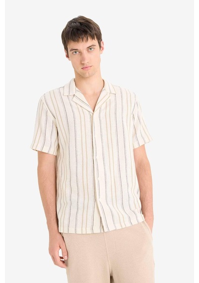 Defacto Regular Fit Polo Yaka Kısa Kollu Gömlek E5687ax25wner83 Ekru