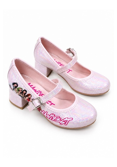 Nese Shoes Manifest Kız Çocuk Topuklu Ayakkabı Simli Yeni Sezon Abiye Ayakkabı Pembe