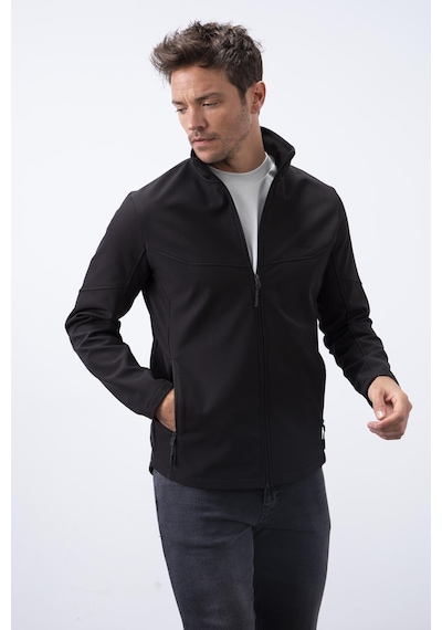 Tommylife Tommy Life Siyah Fermuarlı Dik Yaka Su Ve Rüzgar Geçirmez Softshell Erkek Mont - 88050 Siyah