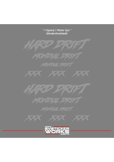 Mondial Drift L Sticker Xxx Full Sticker Set Dekor Modeli Gri