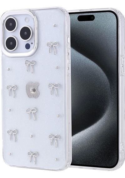 Apple Uyumlu iPhone 15 Pro Max Kılıf Airbag Tasarımlı Simli Şeffaf Zore Kutup Kapak